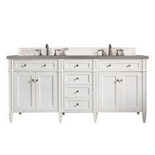 Load image into Gallery viewer, Brittany 72&quot; Bright White Double Vanity w/ 3 CM Grey Expo Quartz Top