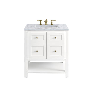 Breckenridge 30" Single Vanity, Bright White w/ 3CM Carrara Marble Top