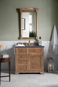 Savannah 36" Single Vanity Cabinet, Driftwood, w/ 3 CM Charcoal Soapstone Quartz Top