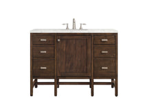 Load image into Gallery viewer, Addison 48&quot; Single Vanity Cabinet, Mid Century Acacia, w/ 3 CM Eternal Jasmine Pearl Quartz Top