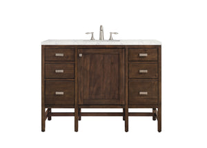 Addison 48" Single Vanity Cabinet, Mid Century Acacia, w/ 3 CM Eternal Jasmine Pearl Quartz Top