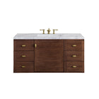 Amberly 48" Single Vanity, Mid-Century Walnut w/ 3CM Carrara Marble Top