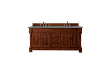 Load image into Gallery viewer, Brookfield 72&quot; Double Vanity, Warm Cherry w/ 3 CM Cala Blue Quartz Top