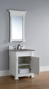 Bathroom Vanities Outlet Atlanta Renovate for LessBrookfield 26" Single Vanity, Bright White w/ 3 CM Grey Expo Quartz Top