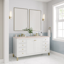 Load image into Gallery viewer, Chicago 60&quot; Double Vanity, Glossy White w/ 3CM Eternal Marfil Top
