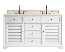 Load image into Gallery viewer, Savannah 60&quot; Double Vanity Cabinet, Bright White, w/ 3 CM Eternal Marfil Quartz Top