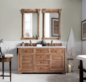 Savannah 60" Driftwood Double Vanity w/ 3 CM Arctic Fall Solid Surface Top