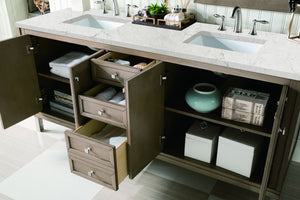 Bathroom Vanities Outlet Atlanta Renovate for LessChicago 72" Double Vanity, Whitewashed Walnut w/ 3 CM Eternal Jasmine Pearl Quartz Top