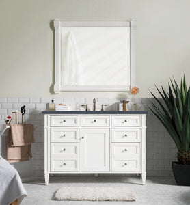 Brittany 48" Bright White Single Vanity w/ 3 CM Charcoal Soapstone Quartz Top