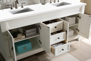 Brookfield 72" Double Vanity, Bright White w/ 3 CM White Zeus Quartz Top