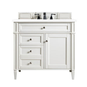 Brittany 36" Bright White Single Vanity w/ 3 CM White Zeus Quartz Top