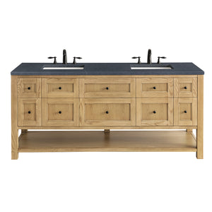 Breckenridge 72" Double Vanity, Light Natural Oak w/ 3CM Charcoal Soapstone Top