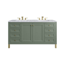 Load image into Gallery viewer, Chicago 60&quot; Double Vanity, Smokey Celadon w/ 3CM Carrara Marble Top