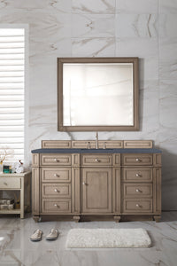 Bristol 60" Single Vanity, Whitewashed Walnut, w/ 3 CM Charcoal Soapstone Quartz Top