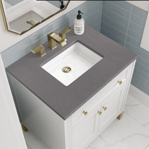 Chicago 30" Single Vanity, Glossy White w/ 3CM Grey Expo Top
