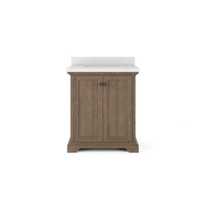 Portage Peak 30 in. W x 20 in. Bath Vanity in Brown Oak with Quartz Top