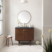 Load image into Gallery viewer, Amberly 36&quot; Single Vanity, Mid-Century Walnut w/ 3CM Charcoal Soapstone Top