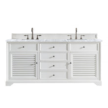 Load image into Gallery viewer, Savannah 72&quot; Bright White Double Vanity w/ 3 CM Carrara Marble Top James Martin