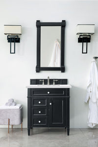 Brittany 30" Single Vanity, Black Onyx w/ 3 CM Arctic Fall Solid Surface Top