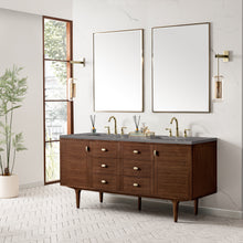 Load image into Gallery viewer, Bathroom Vanities Outlet Atlanta Renovate for LessAmberly 72&quot; Double Vanity, Mid-Century Walnut w/ 3CM Grey Expo Top