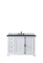 Load image into Gallery viewer, Providence 48&quot; Single Vanity Cabinet, Bright White, w/ 3 CM Charcoal Soapstone Quartz Top