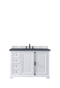 Providence 48" Single Vanity Cabinet, Bright White, w/ 3 CM Charcoal Soapstone Quartz Top