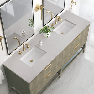 Bathroom Vanities Outlet Atlanta Renovate for LessEmmeline 72" Double Vanity, Pebble Oak w/ 3CM Eternal Serena Top