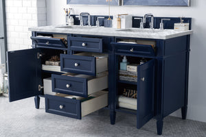 Bathroom Vanities Outlet Atlanta Renovate for LessBrittany 60" Victory Blue Double Vanity w/ 3 CM Carrara Marble Top