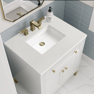 Chicago 30" Single Vanity, Glossy White w/ 3CM White Zeus Top