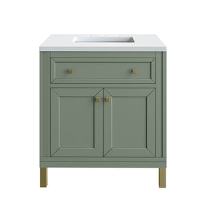 Chicago 30" Single Vanity, Smokey Celadon w/ 3CM White Zeus Top