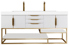 Load image into Gallery viewer, Columbia 72&quot; Double Vanity, Glossy White, Radiant Gold w/ Glossy White Composite Top