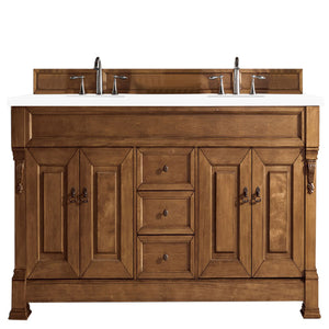 Brookfield 72" Double Vanity, Country Oak w/ 3 CM White Zeus Quartz Top