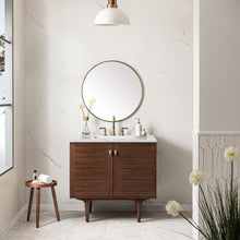 Load image into Gallery viewer, Amberly 36&quot; Single Vanity, Mid-Century Walnut w/ 3CM Ethereal Noctis Top