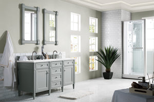 Brittany 60" Urban Gray Double Vanity w/ 3 CM Classic White Quartz Top