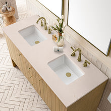 Load image into Gallery viewer, Bathroom Vanities Outlet Atlanta Renovate for LessHudson 60&quot; Double Vanity, Light Natural Oak w/ 3CM Eternal Marfil Top