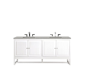Athens 72" Double Vanity Cabinet, Glossy White, w/ 3 CM Eternal Serena Top