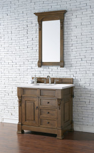 Brookfield 36" Single Vanity, Country Oak w/ 3 CM Arctic Fall Solid Surface Top