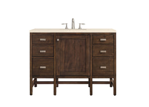 Addison 48" Single Vanity Cabinet, Mid Century Acacia, w/ 3 CM Eternal Marfil Quartz Top