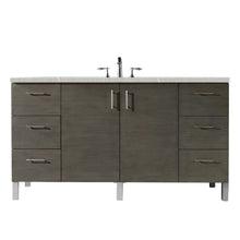 Load image into Gallery viewer, Metropolitan 60&quot; Single Vanity, Silver Oak, w/ 3 CM Eternal Serena Quartz Top