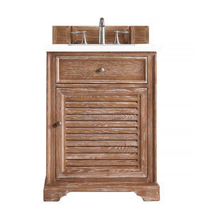 Savannah 26" Single Vanity Cabinet, Driftwood, w/ 3 CM Classic White Quartz Top