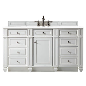 Bristol 60" Single Vanity, Bright White, w/ 3 CM Classic White Quartz Top