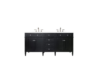 Brittany 72" Black Onyx Double Vanity w/ 3 CM White Zeus Quartz Top