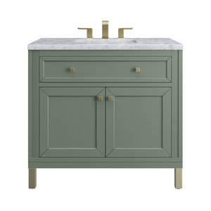 Chicago 36" Single Vanity, Smokey Celadon w/ 3CM Carrara Marble Top