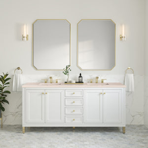 Chicago 72" Double Vanity, Glossy White w/ 3CM Eternal Marfil Top