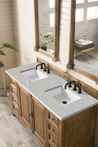 Providence 60" Double Vanity Cabinet, Driftwood, w/ 3 CM Eternal Serena Quartz Top