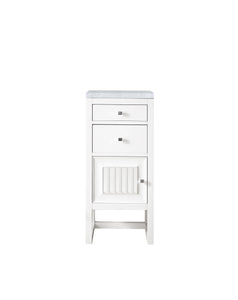 Athens 15" Cabinet w/ Drawers & Door, Glossy White w/ 3 CM Carrara Marble Top