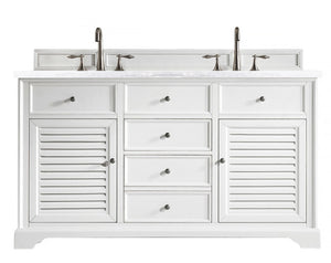 Savannah 60" Bright White Double Vanity w/ 3 CM Arctic Fall Solid Surface Top