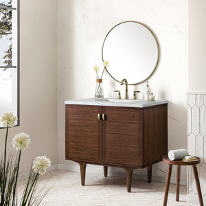 Bathroom Vanities Outlet Atlanta Renovate for LessAmberly 36" Single Vanity, Mid-Century Walnut w/ 3CM Ethereal Noctis Top