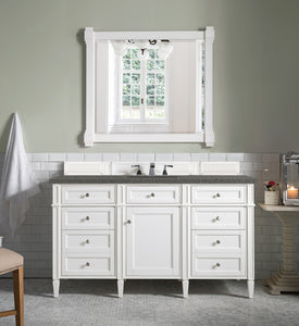 Brittany 60" Bright White Single Vanity w/ 3 CM Grey Expo Quartz Top