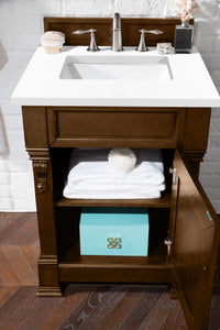 Bathroom Vanities Outlet Atlanta Renovate for LessBrookfield 26" Single Vanity, Country Oak w/ 3 CM Classic White Quartz Top